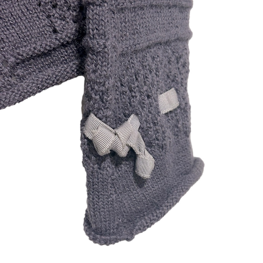 100% Baby Llama Wool Cardigan, Lavender Purple, Ribbon details, Size Large - Picture 6 of 8